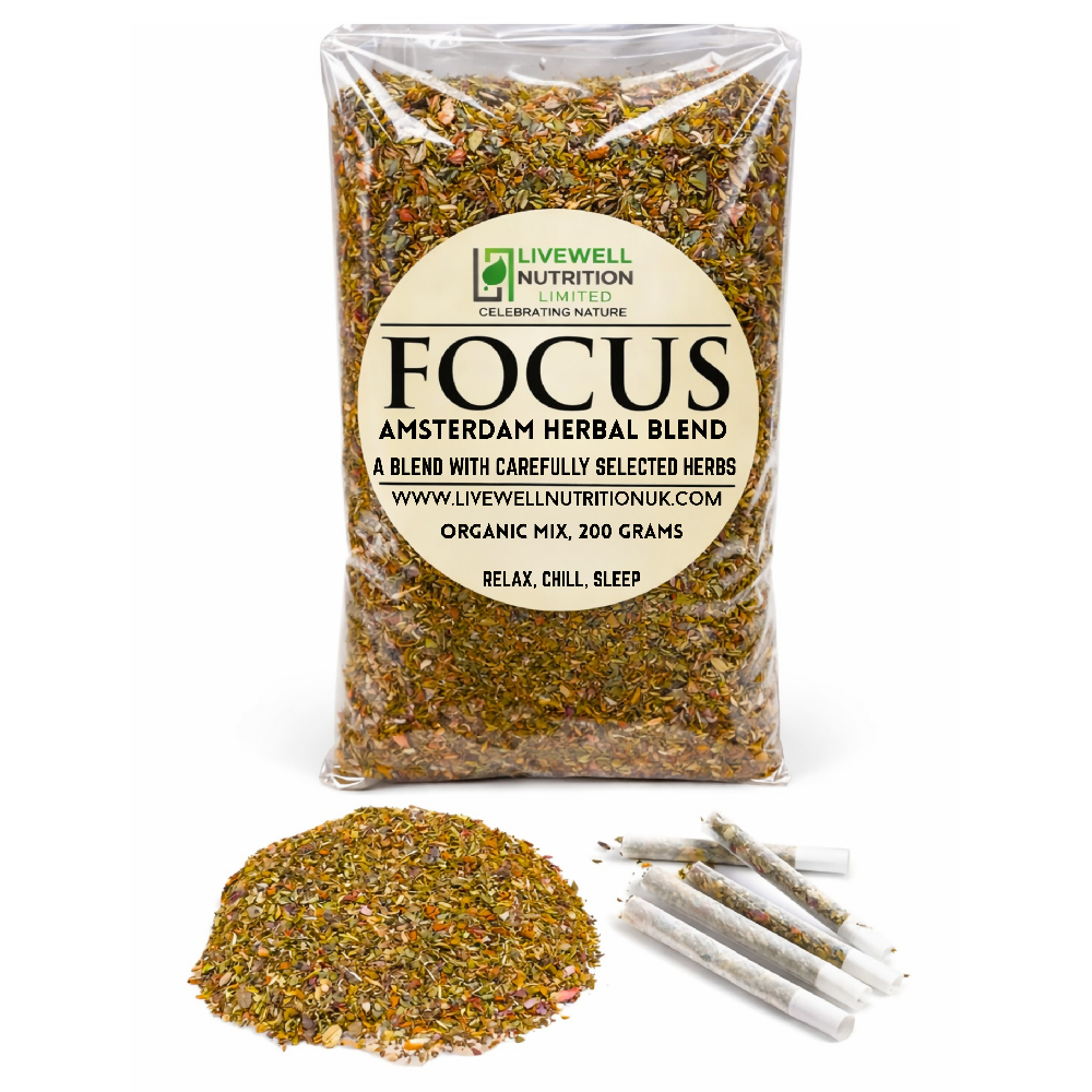 Focus Premium Herbal Smoke Mix. 100% Nicotine Free. 100% Mixed Herbs. 200 grams Secondary image