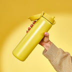 Ion8 1 Litre Stainless Steel Water Bottle, Leak Proof, Easy to Open, Secure Lock, Dishwasher Safe, Carry Handle, Hygienic Flip Cover, Easy Clean, Durable, Metal Water Bottle, 1200 ml/40 oz, Yellow - British D'sire