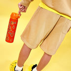 Ion8 500ml Water Bottle, BPA Free, Leakproof, Dishwasher Safe, Easy Open, Secure Lock, Clear Drinks Bottle for Boys & Girls, Small Gym Sports Drinking Water Bottle 500ml, Orange, Music Design - British D'sire