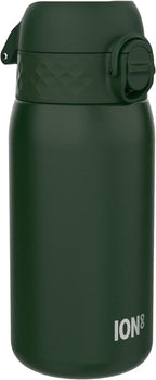 ION8 Insulated Steel Water Bottle, 320 ml/11 oz, Leak Proof, Easy to Open, Secure Lock, Dishwasher Safe, Carry Handle, Hygienic Flip Cover, Metal Water Bottle, Durable Stainless Steel, Dark Green - British D'sire