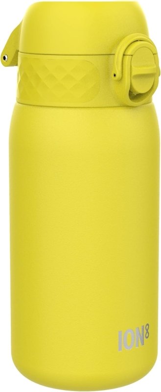 Ion8 Kids Water Bottle, Steel 400 ml/13 oz, Leak Proof, Easy to Open, Secure Lock, Dishwasher Safe, Flip Cover, Carry Handle, Easy Clean, Durable, Metal Water Bottle, Carbon Neutral, Yellow - British D'sire Main image
