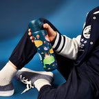 Ion8 Steel Water Bottle, 600 ml/20 oz, Leak Proof, Easy to Open, Secure Lock, Dishwasher Safe, Flip Cover, Fits Cup Holders, Carry Handle, Durable, Metal Water Bottle, Raised Print, Whales Design - British D'sire