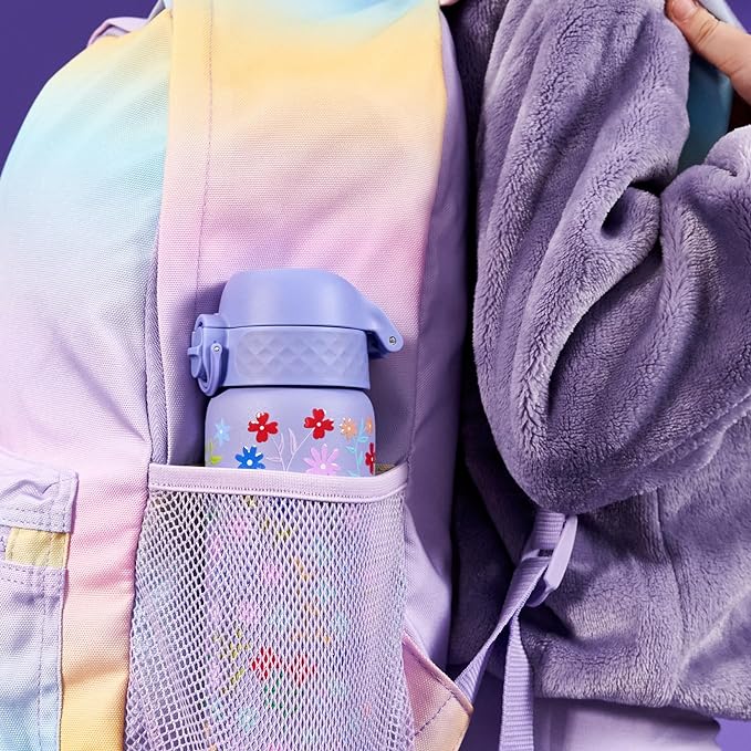 ION8 Vacuum Insulated Steel Water Bottle, 500 ml, Leak Proof, Secure Lock, Dishwasher Safe, Carry Handle, Scratch Resistant,  Floral Design Secondary image