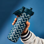 ION8 Vacuum Insulated Steel Water Bottle, 500 ml/18 oz, Leak Proof, Easy to Open, Secure Lock, Dishwasher Safe, Fits Cup Holders, Carry Handle, Scratch Resistant, Metal Water Bottle, Wave Design - British D'sire