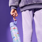 ION8 Vacuum Insulated Steel Water Bottle, 500 ml/18 oz, Leak Proof, Easy to Open, Secure Lock, Dishwasher Safe, Fits Cup Holders, Carry Handle, Scratch Resistant, Metal Water Bottle, Floral Design - British D'sire