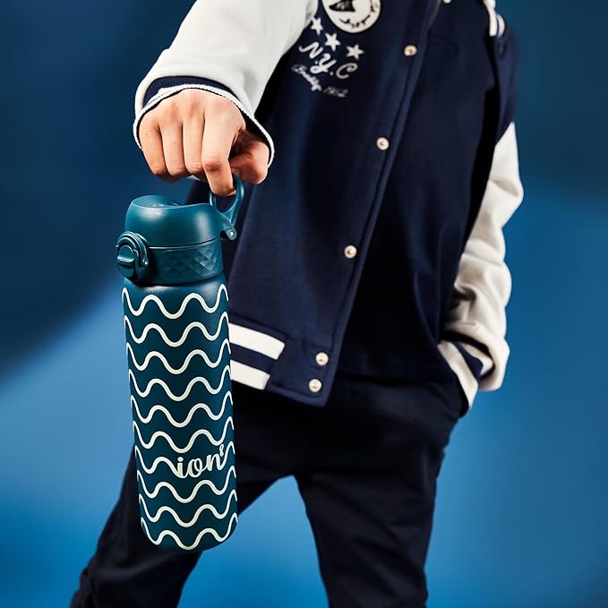 ION8 Vacuum Insulated Steel Water Bottle, 500 ml, Leak Proof, Easy to Open, Secure Lock, Dishwasher Safe, Carry Handle, Scratch Resistant, Wave Design Secondary image
