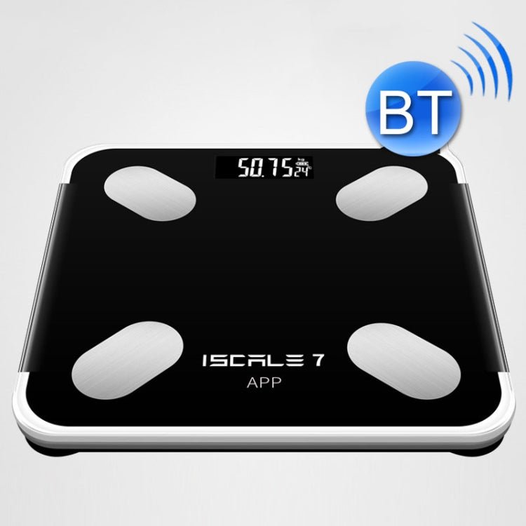 ISCRLE7 Smart Weight Scale Bluetooth Body Fat Measuring Instrument Battery Model(Bright Black) - British D'sire