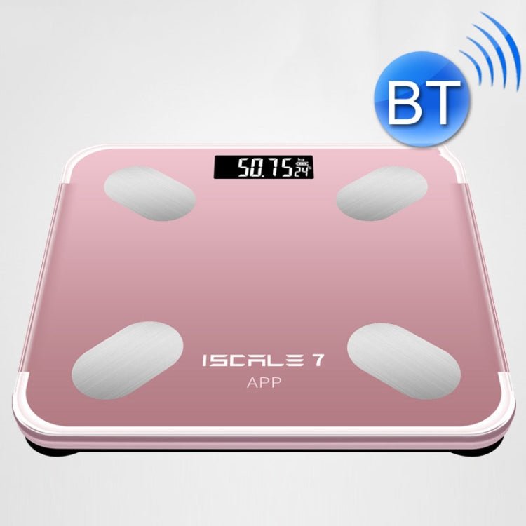 ISCRLE7 Smart Weight Scale Bluetooth Body Fat Measuring Instrument Battery Model(Rose Gold) - British D'sire