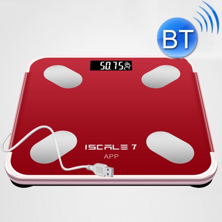 ISCRLE7 Smart Weight Scale Bluetooth Body Fat Measuring Instrument Charging Model(Red) - British D'sire