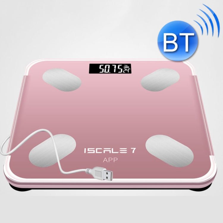 ISCRLE7 Smart Weight Scale Bluetooth Body Fat Measuring Instrument Charging Model(Rose Gold) - British D'sire Main image