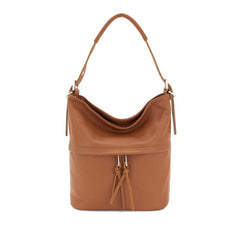 Italian Designer Leather Bucket Bag with Tassel- Swolit Lusso- Dark Tan - British D'sire