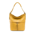 Italian Designer Leather Bucket Bag with Tassel - Swolit Lusso - Mustard - British D'sire