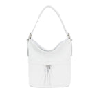 Italian Designer Leather Bucket Bag with Tassel - Swolit Lusso - Snow White - British D'sire