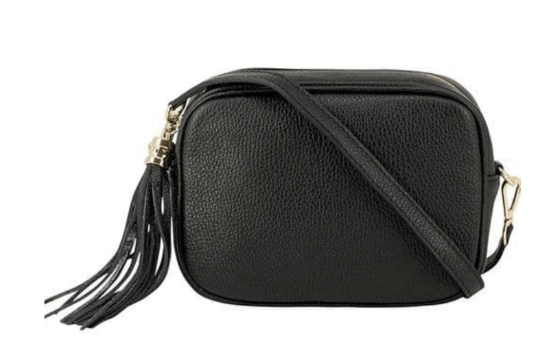 Italian Designer Leather Crossbody Shoulder Camera Bag Gaia - Silver Hardware - Navy - British D'sire