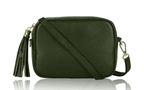 Italian Designer Leather Crossbody Shoulder Camera Bag Gaia - Silver Hardware - Navy - British D'sire