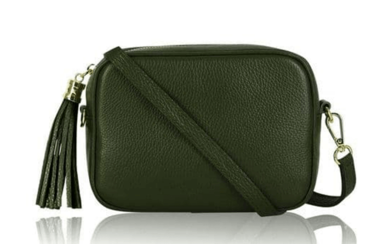 Italian Designer Leather Crossbody Shoulder Camera Bag Gaia - Silver Hardware - Navy - British D'sire
