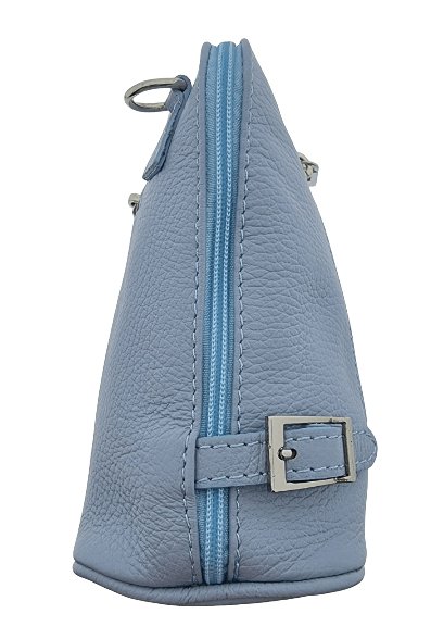 Italian Designer Leather Crossbody with Side Buckles Dusty Blue - British D'sire