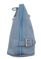 Italian Designer Leather Crossbody with Side Buckles Dusty Blue - British D'sire