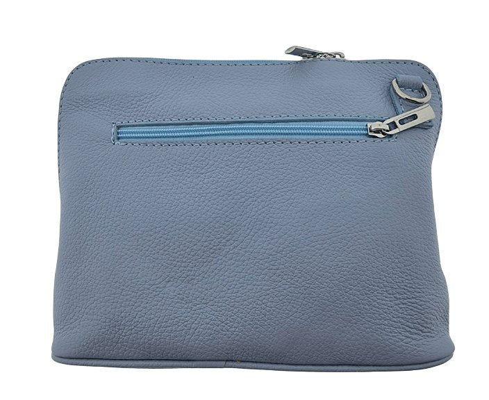 Italian Designer Leather Crossbody with Side Buckles Dusty Blue - British D'sire