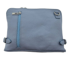 Italian Designer Leather Crossbody with Side Buckles Dusty Blue - British D'sire