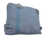 Italian Designer Leather Crossbody with Side Buckles Dusty Blue - British D'sire