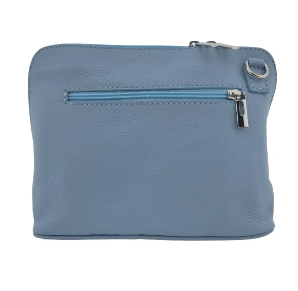 Italian Designer Leather Crossbody with Side Buckles Dusty Blue - British D'sire