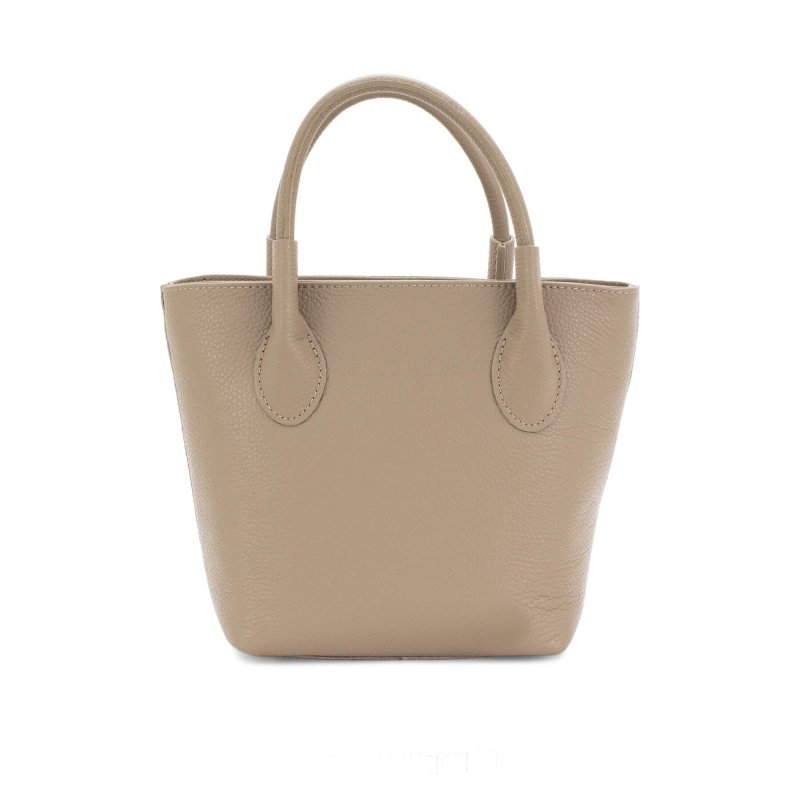 Italian Designer Leather Grab Bag - Swolit Domenico - Dark Beige - British D'sire