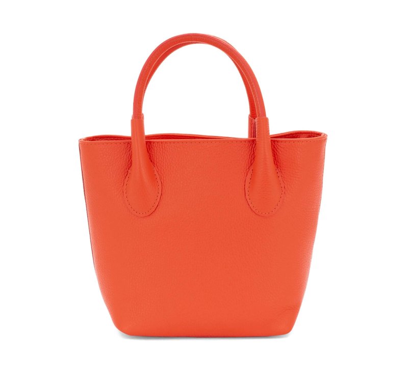 Italian Designer Leather Grab Bag - Swolit Domenico Dark Orange - British D'sire