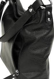 Italian Designer Leather Handbag with Adjustable Strap Stella Black - British D'sire