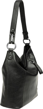 Italian Designer Leather Handbag with Adjustable Strap Stella Black - British D'sire