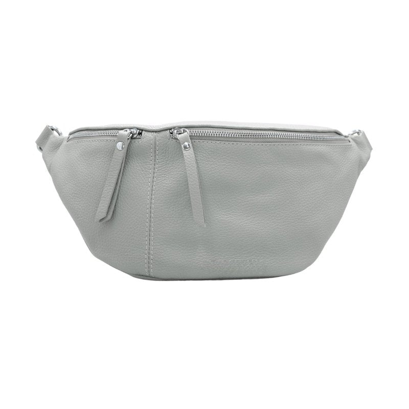 Italian Designer Leather Large Sling Bag Light Grey - British D'sire