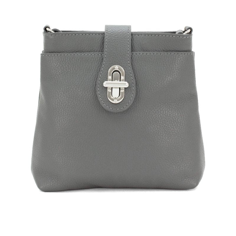 Italian Designer Leather Multi - compartment Crossbody Cleo Dark Grey - British D'sire Main image