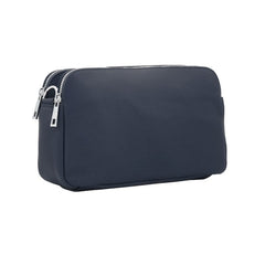 Italian Designer Leather Rectangular Triple Compartment Crossbody Navy - British D'sire
