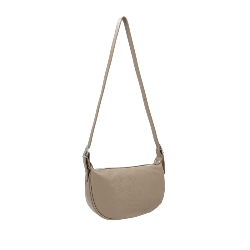 Italian Designer Leather Round Shoulder Bag Dark Beige - British D'sire