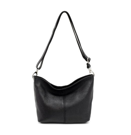 Italian Designer Plain Leather Bucket Bag - Swolit Beatrice Black - British D'sire Main image