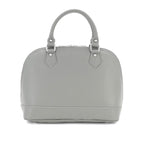 Italian Designer Soft Leather Bowling Bag - Swolit Bria Grey - British D'sire