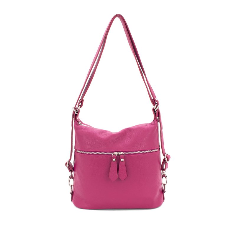 Italian Designer Soft Leather Convertible Backpack Bag- Swolit Ninetta- Magenta - British D'sire Main image