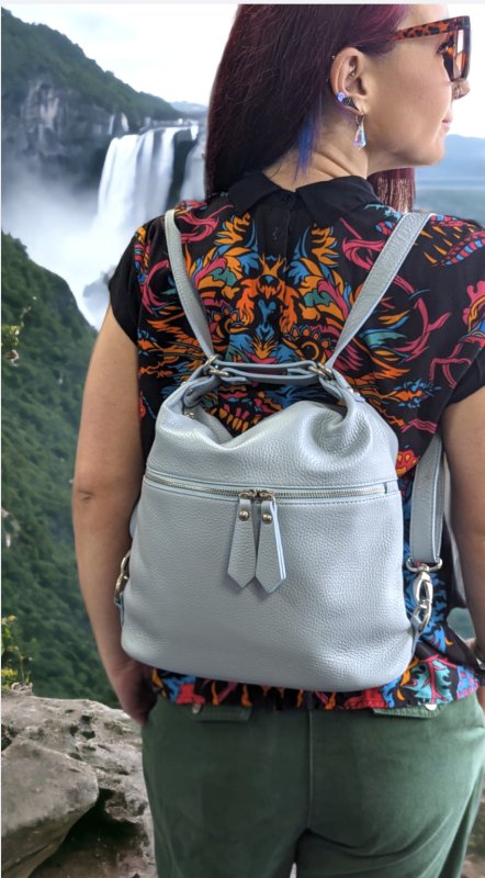 Italian Designer Soft Leather Convertible Backpack Bag- Swolit Ninetta- Nude Secondary image