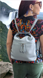 Italian Designer Soft Leather Convertible Backpack Bag- Swolit Ninetta- Nude - British D'sire