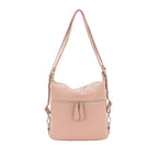 Italian Designer Soft Leather Convertible Backpack Bag- Swolit Ninetta- Nude - British D'sire