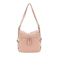 Italian Designer Soft Leather Convertible Backpack Bag- Swolit Ninetta- Nude - British D'sire