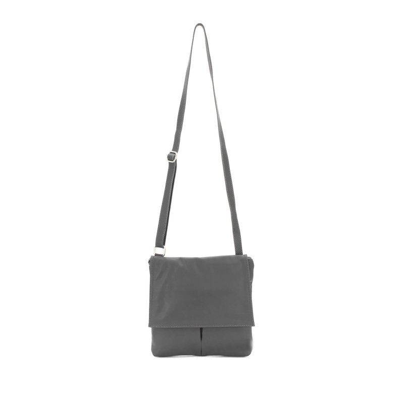 Italian Designer Soft Leather Crossbody Two Pockets- Simpsi Dark Grey - British D'sire