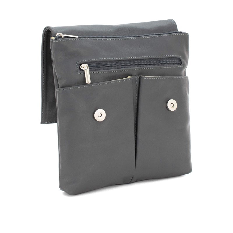 Italian Designer Soft Leather Crossbody Two Pockets- Simpsi Dark Grey Secondary image