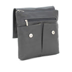 Italian Designer Soft Leather Crossbody Two Pockets- Simpsi Dark Grey - British D'sire