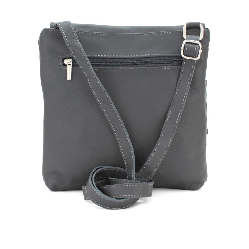 Italian Designer Soft Leather Crossbody Two Pockets- Simpsi Dark Grey - British D'sire
