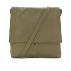 Italian Designer Soft Leather Crossbody Two Pockets- Simpsi - Olive Green - British D'sire