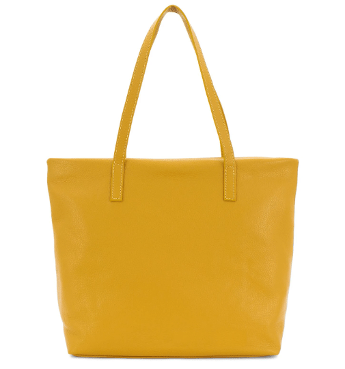 Italian Designer Soft Leather Shopper with Zip Giada Mustard - British D'sire Main image