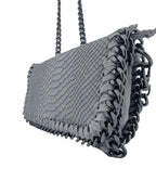 Italian Designer Soft Leather Snakeskin Print Chain Crossbody - New Royal Blue - British D'sire