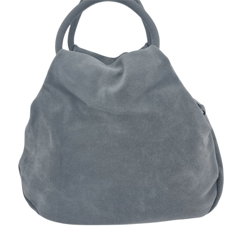 Italian Designer Soft Leather Suede Grab Handle with Zip in Grey - British D'sire