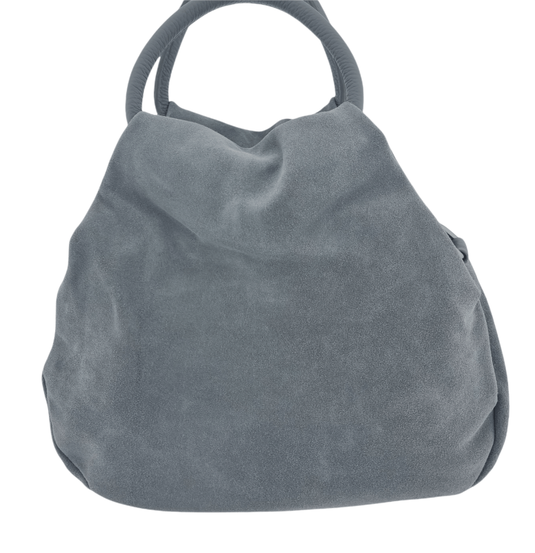 Italian Designer Soft Leather Suede Grab Handle with Zip in Grey - British D'sire